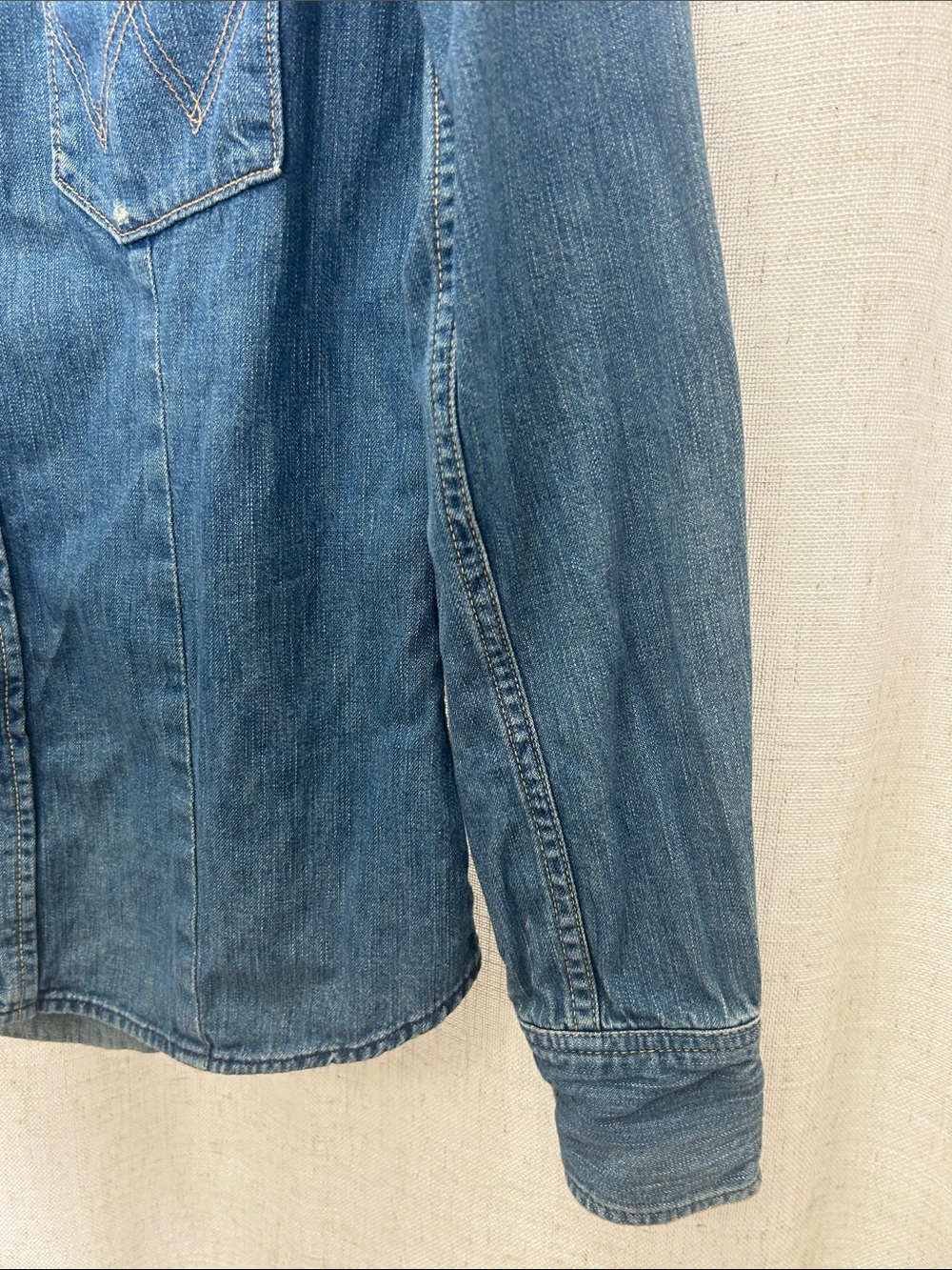 Wrangler Blue Denim Western Long Sleeve Shirt Size Small Excellent Condition - Picture 8 of 15